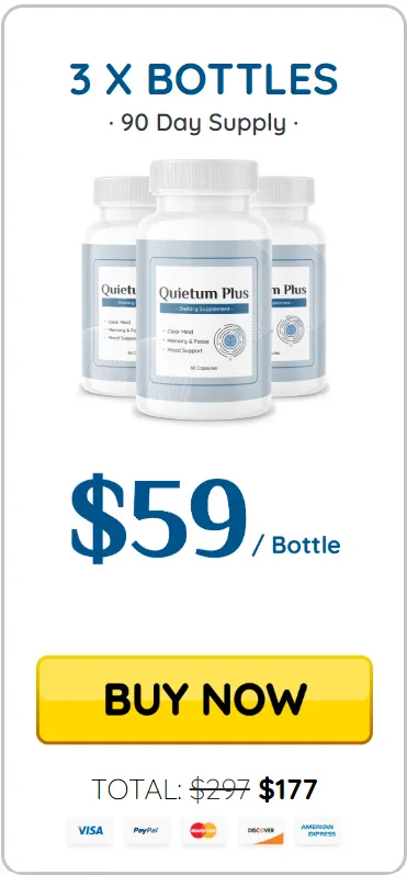 3 bottles of Quietum Plus for $177, offering a 90-day supply.